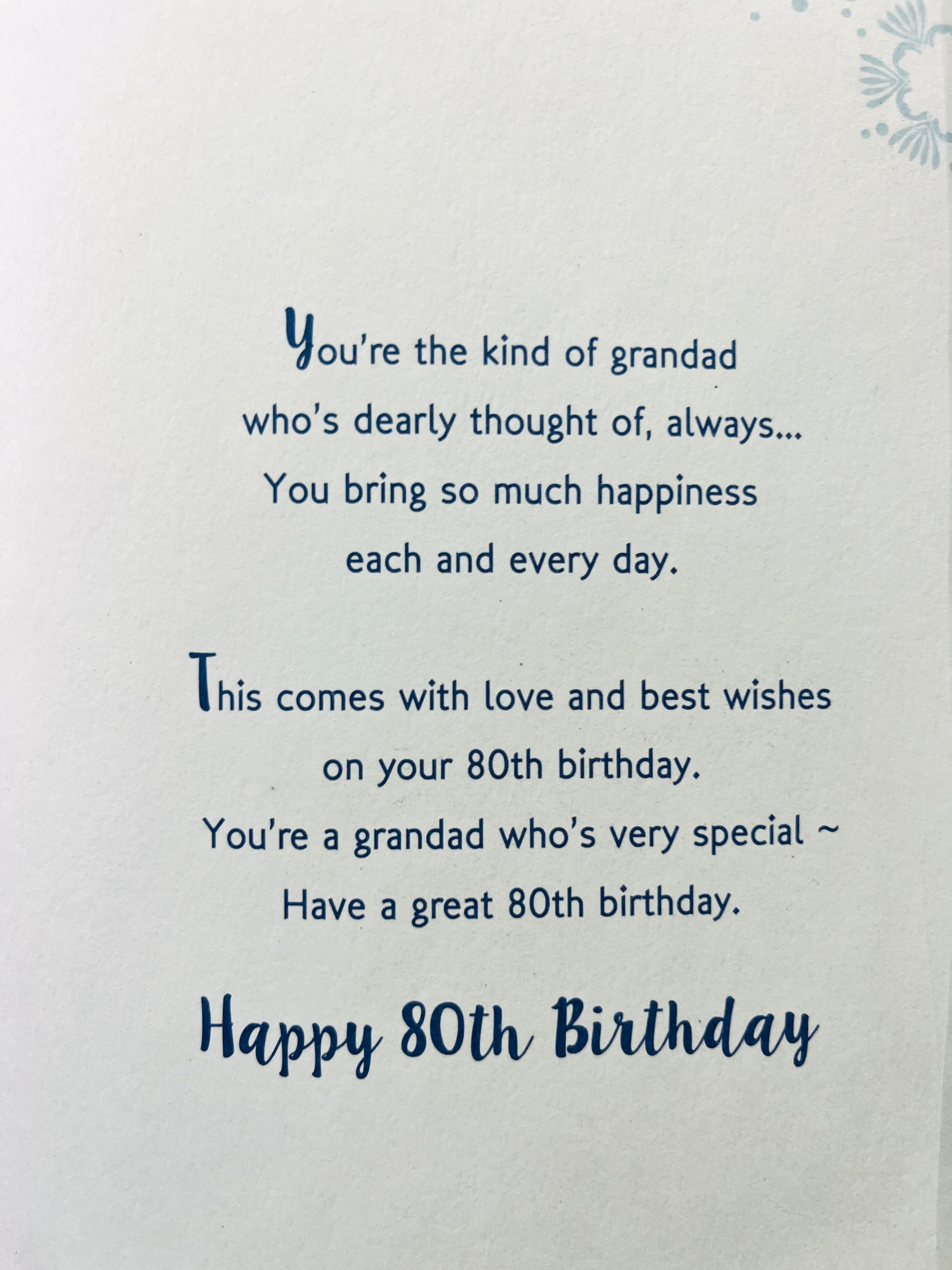 Grandad 80th Birthday Card