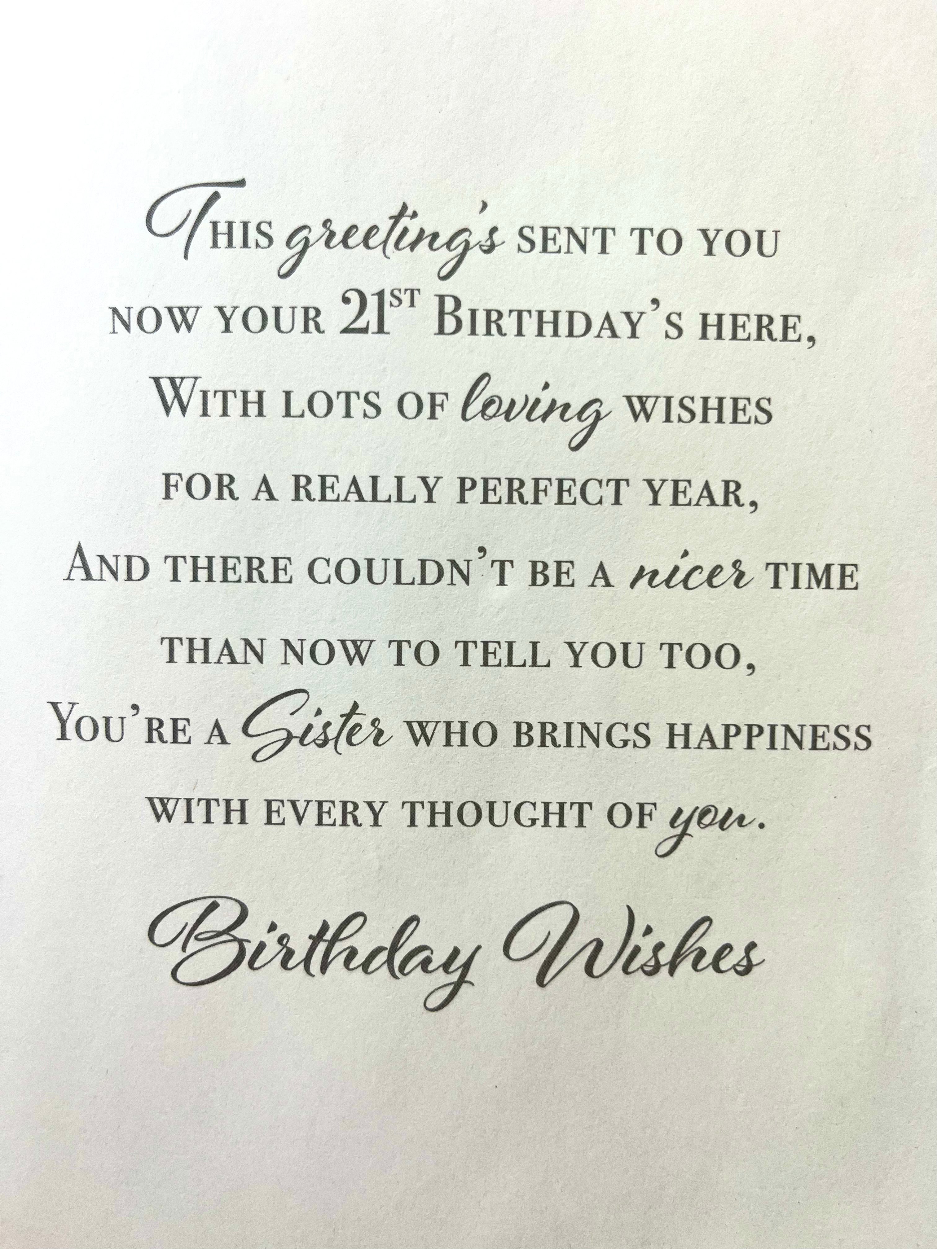 Sister's 21st Birthday Card