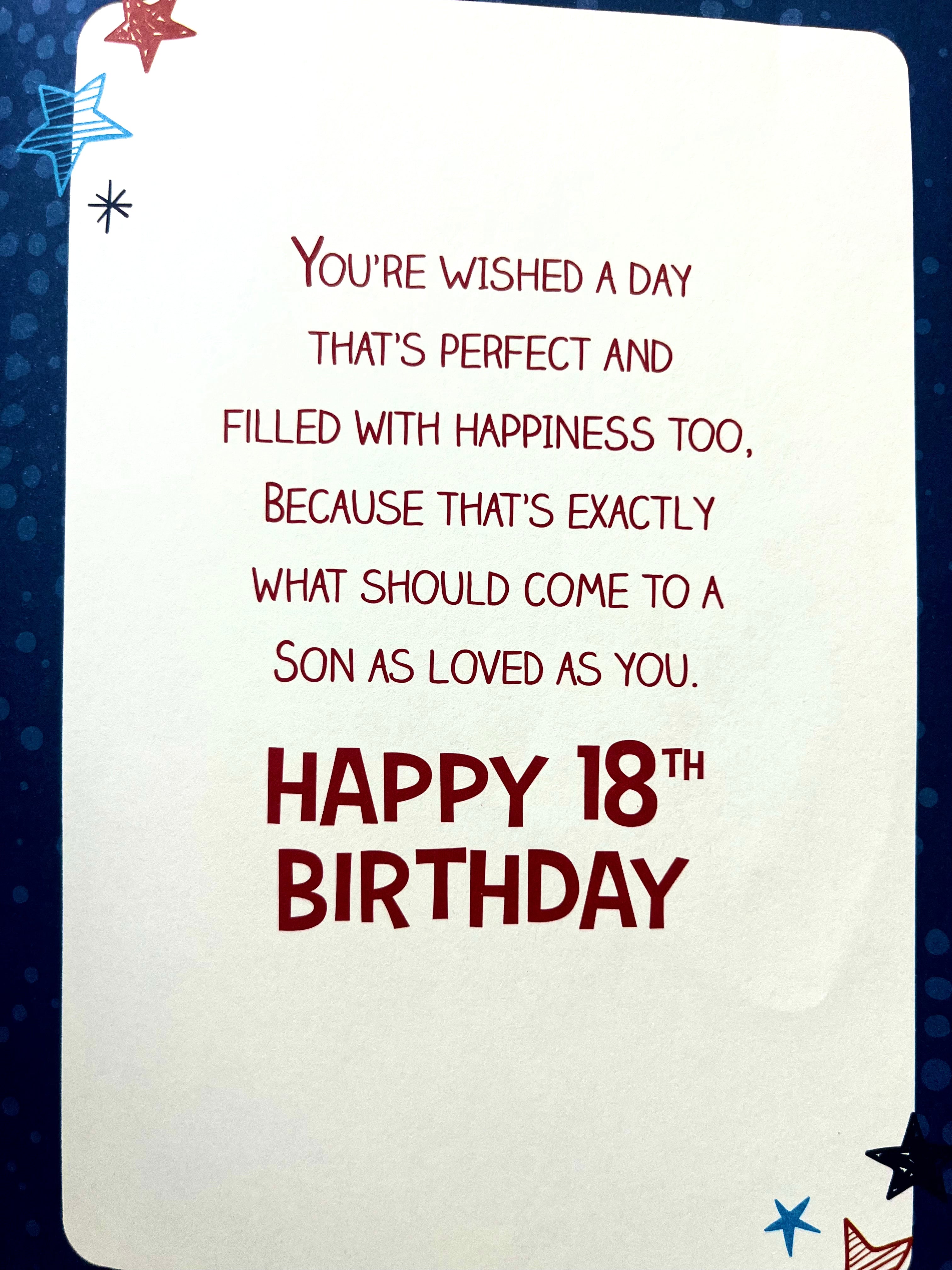 Son's 18th Birthday Card