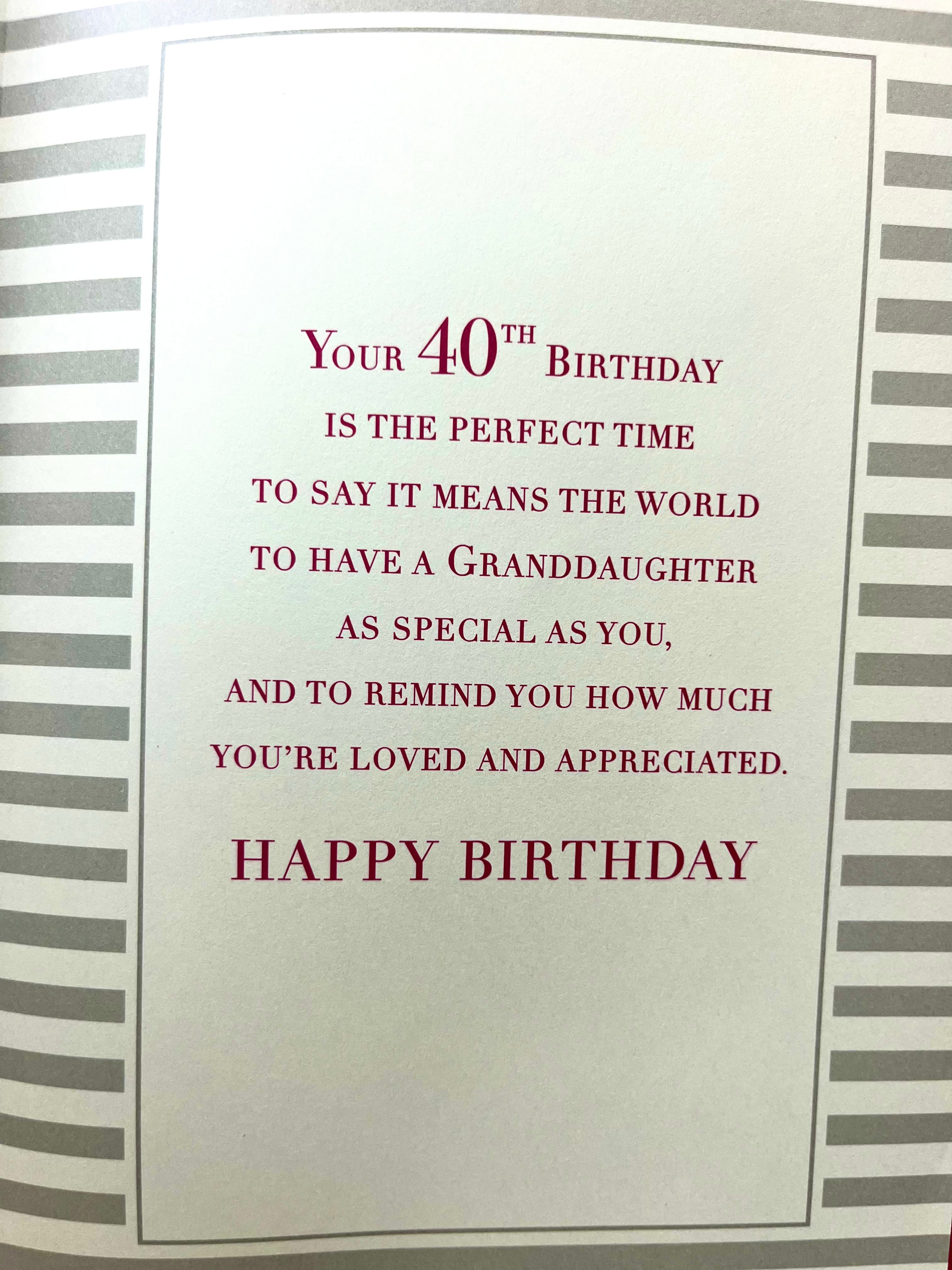Granddaughter's 40th Birthday Card