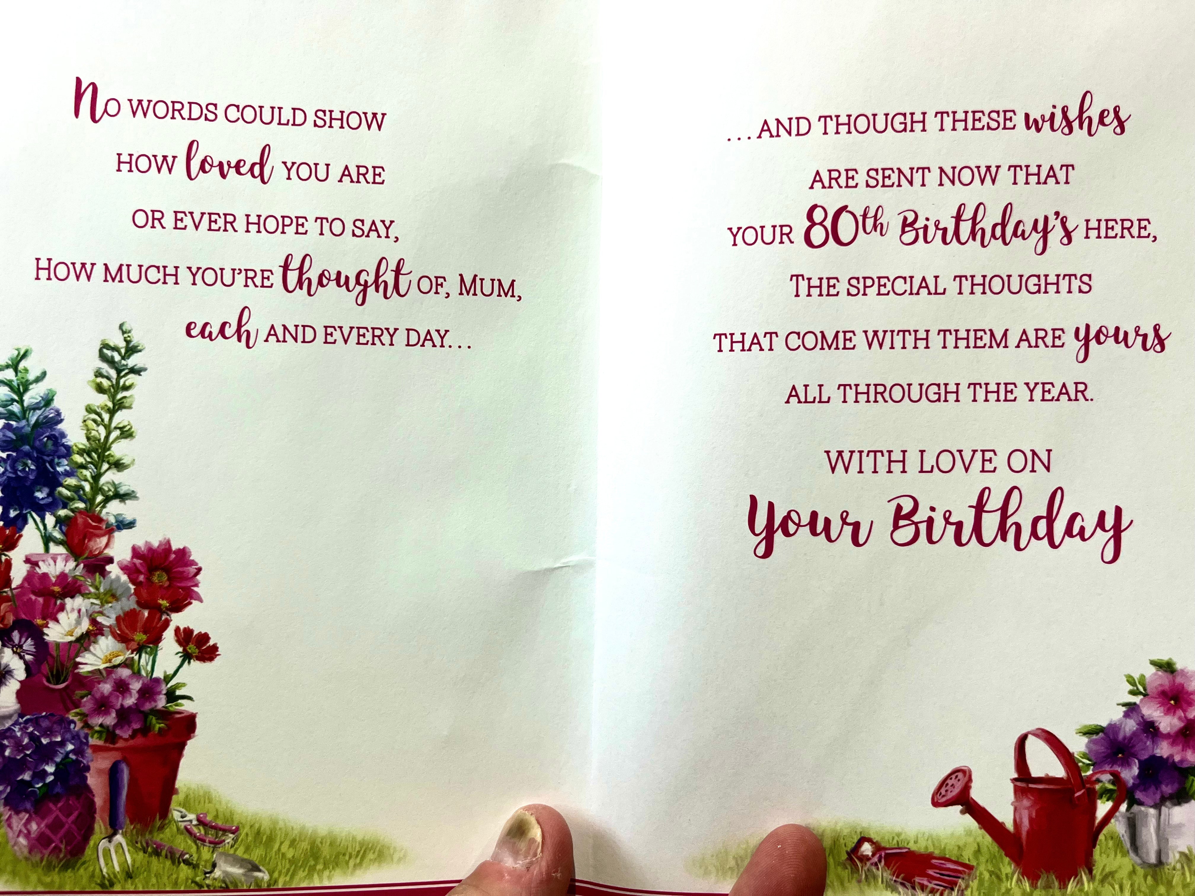 Mum's 80th Birthday Card