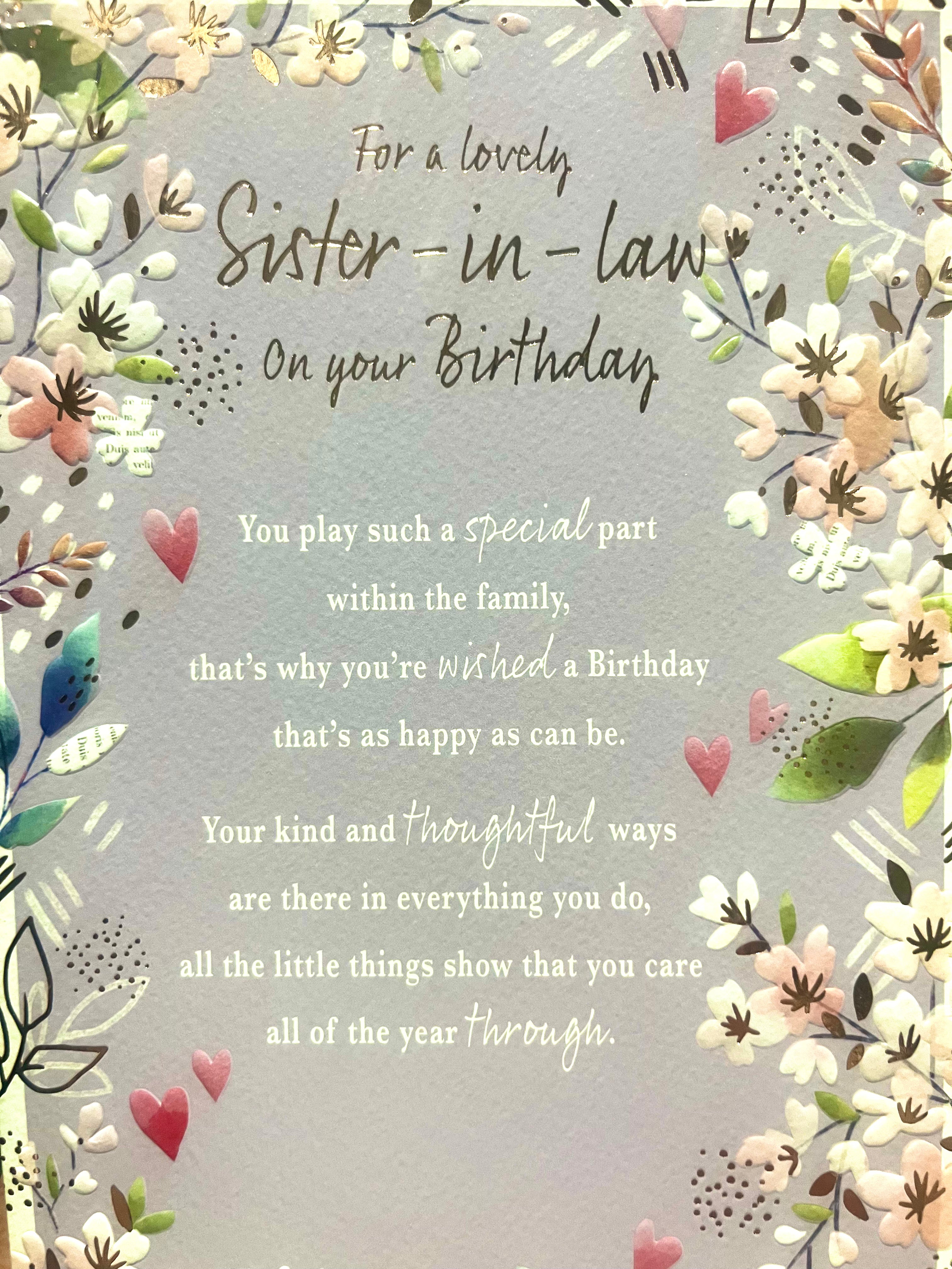 Sister in Law Birthday Card